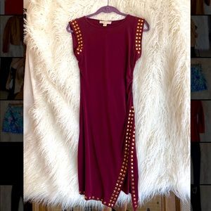 Michael Kors sleek dress with gold studded trim